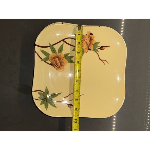 Vintage Set of 4 Weil Ware Rose Yellow Square Dinner Plate Set - Picture 5 of 7